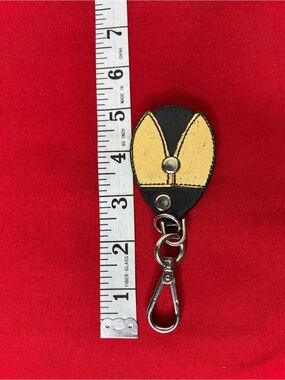 Prada Leather Ladybug Keychain Yellow and Black Key Fob Accessory